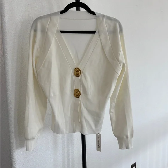 Commense Metal Detail V-Neck Wool Blend Sweater NWT Size M - Picture 3 of 6